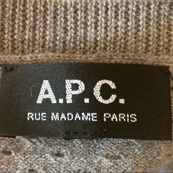A.P.C. Paris Merino Wool Crewneck Grey Sweater - Picture 3 of 14